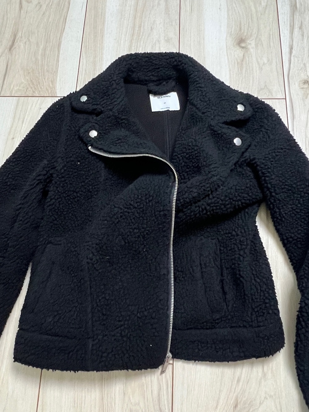 Old Navy Black Teddy Sherpa Moto Jacket